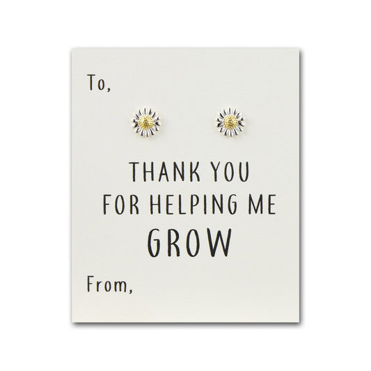 Thank You for Helping Me Grow Daisy Earrings