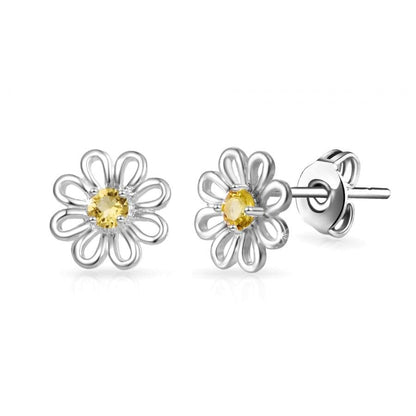 Thank You For Helping Me Grow Daisy Earrings Created with Zircondia® Crystals