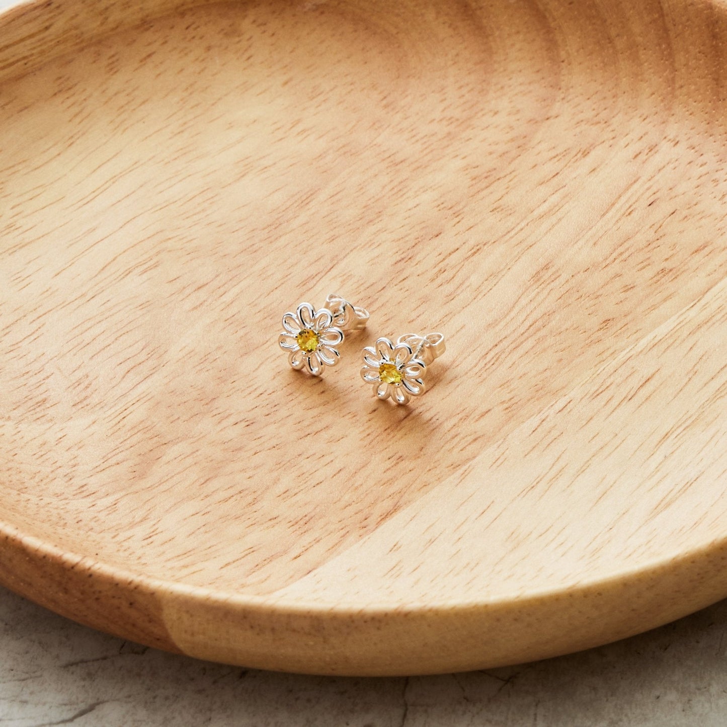 Thank You For Helping Me Grow Daisy Earrings Created with Zircondia® Crystals