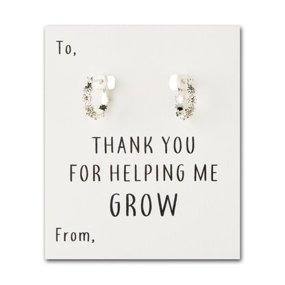 Thank You For Helping Me Grow Daisy Hoop Earrings