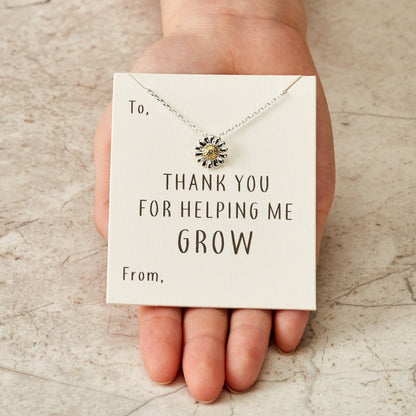Thank You For Helping Me Grow Daisy Necklace