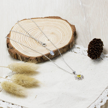 Thank You For Helping Me Grow Daisy Necklace Created with Zircondia® Crystals