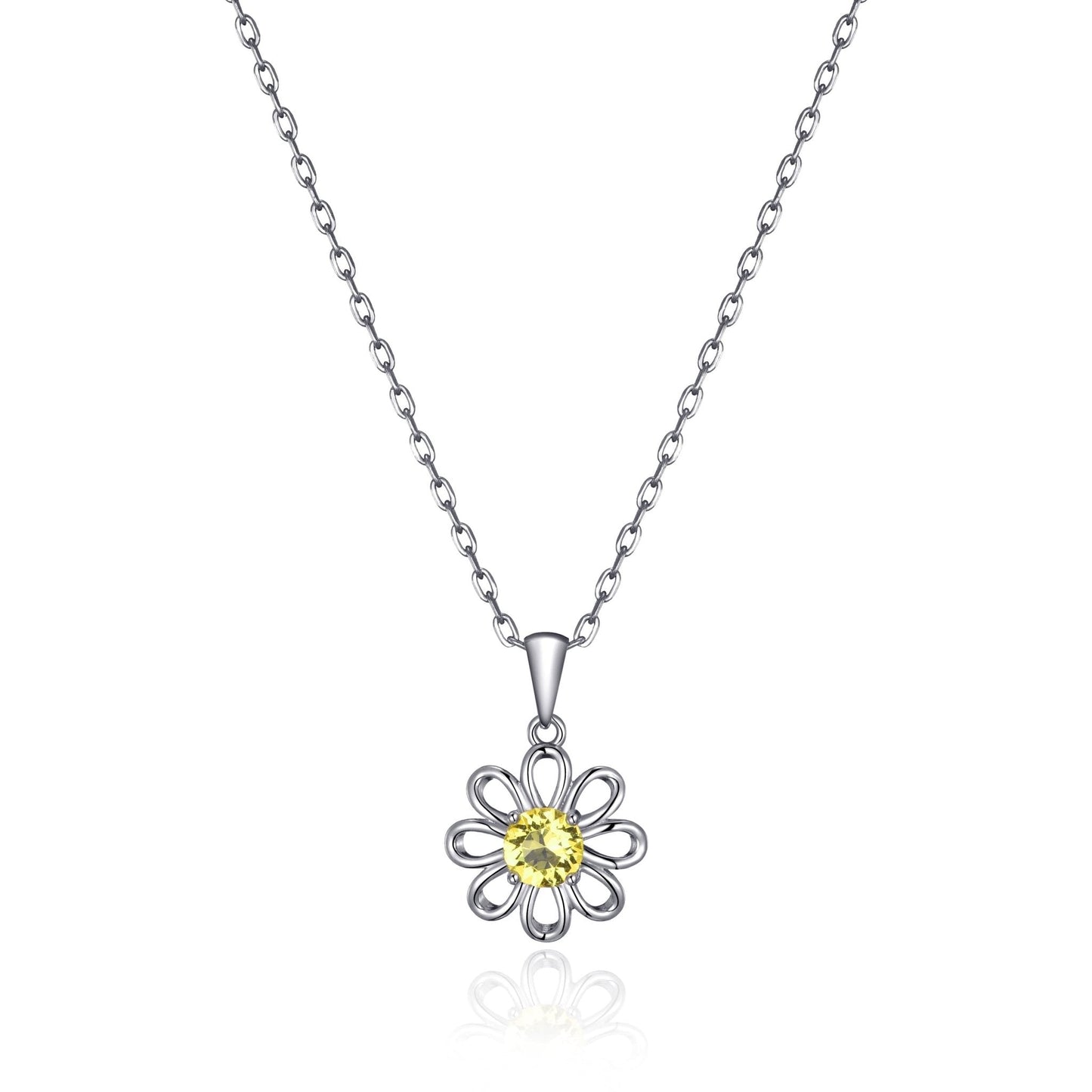 Thank You For Helping Me Grow Daisy Necklace Created with Zircondia® Crystals