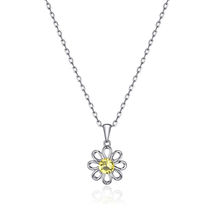 Thank You For Helping Me Grow Daisy Necklace Created with Zircondia® Crystals