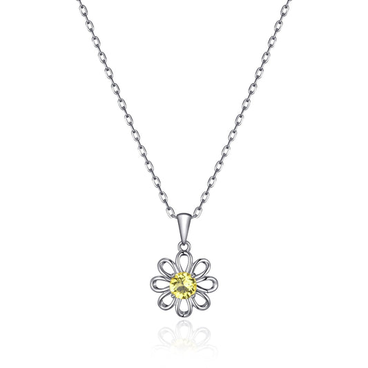 Thank You For Helping Me Grow Daisy Necklace Created with Zircondia® Crystals