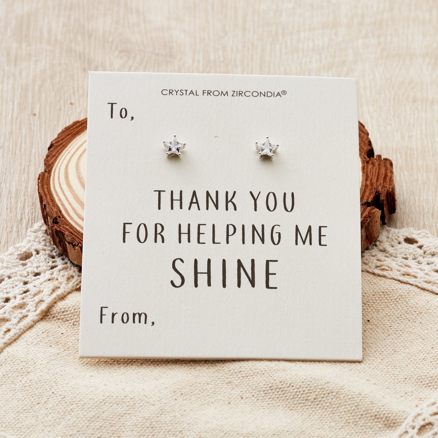 Thank You For Helping Me Shine Star Earrings Created with Zircondia® Crystals
