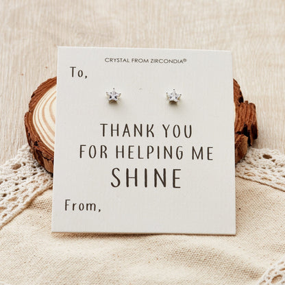 Thank You For Helping Me Shine Star Earrings Created with Zircondia® Crystals