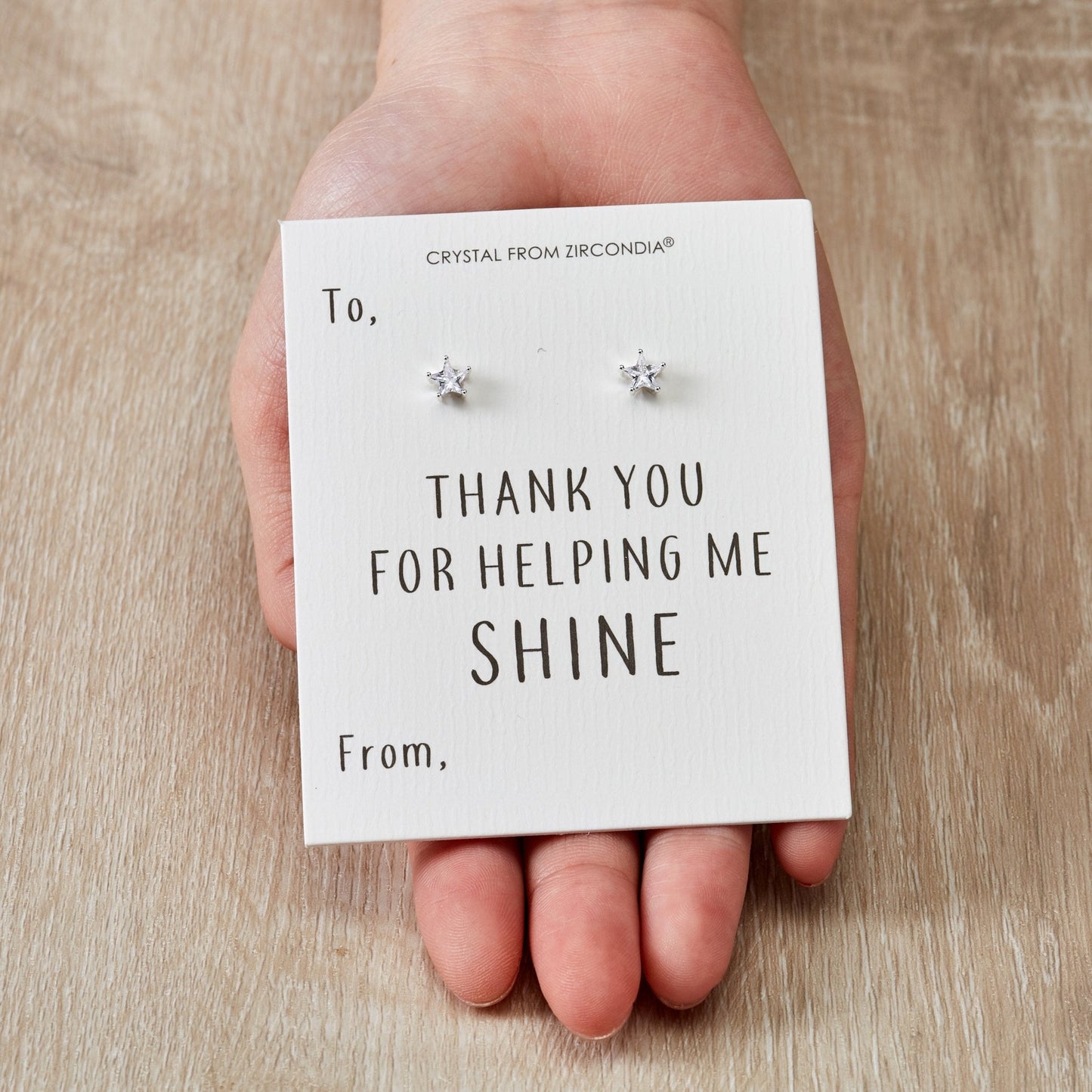 Thank You For Helping Me Shine Star Earrings Created with Zircondia® Crystals