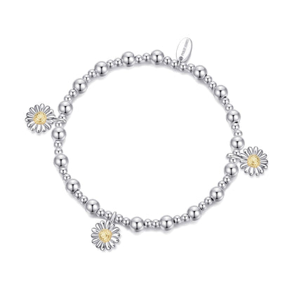 Thanks for Helping Me Grow Daisy Charm Beaded Stretch Bracelet with Gift Box
