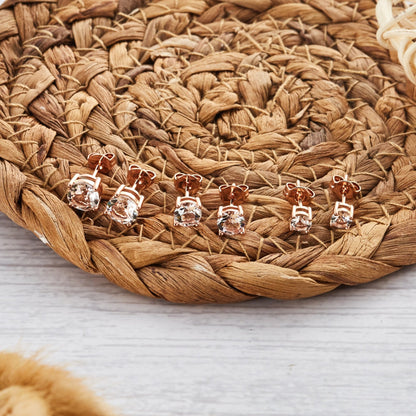 Three Pack of Rose Gold Plated 4mm, 5mm & 6mm Earrings Created with Zircondia® Crystals