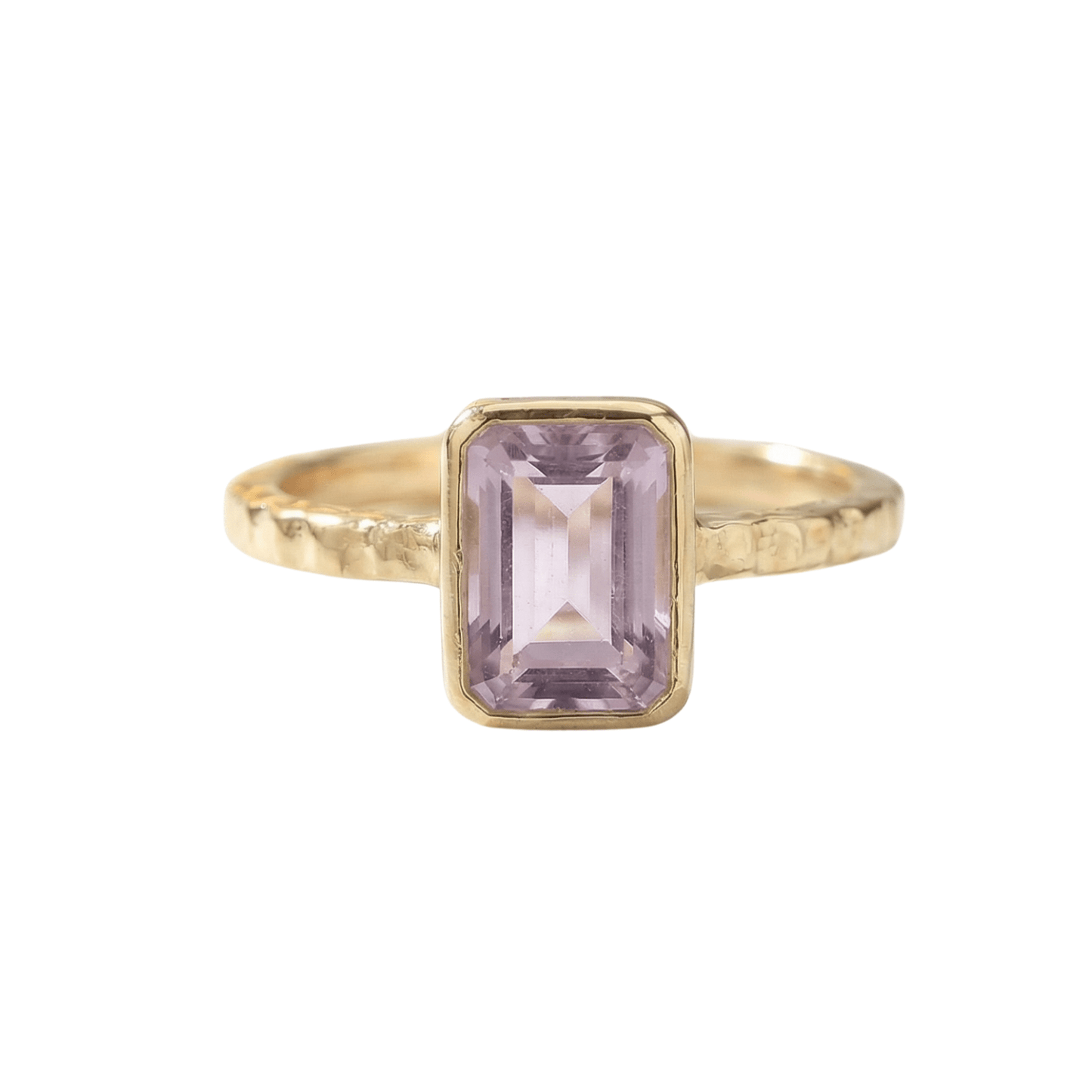 Tidewashed Amethyst Ring - Octagonal Amethyst & Hammered Band