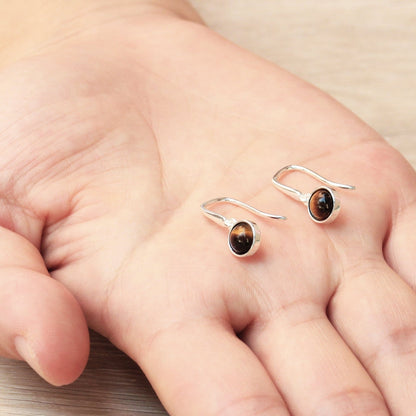 Tiger's Eye Drop Earrings with Quote Card