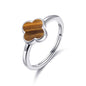 Tigers Eye Gemstone Adjustable Clover Ring