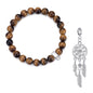 Tiger's Eye Gemstone Charm Stretch Bracelet with Charm Created with Zircondia® Crystals