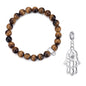Tiger's Eye Gemstone Charm Stretch Bracelet with Charm Created with Zircondia® Crystals