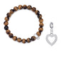 Tiger's Eye Gemstone Charm Stretch Bracelet with Charm Created with Zircondia® Crystals