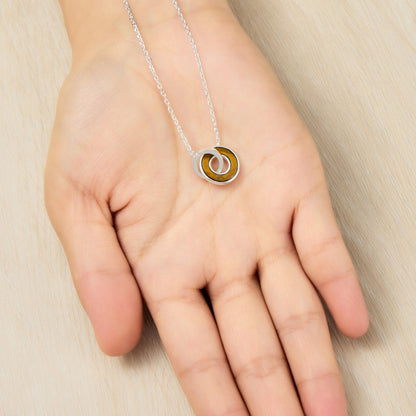 Tigers Eye Gemstone Circle Link Necklace