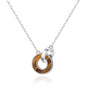 Tigers Eye Gemstone Circle Link Necklace