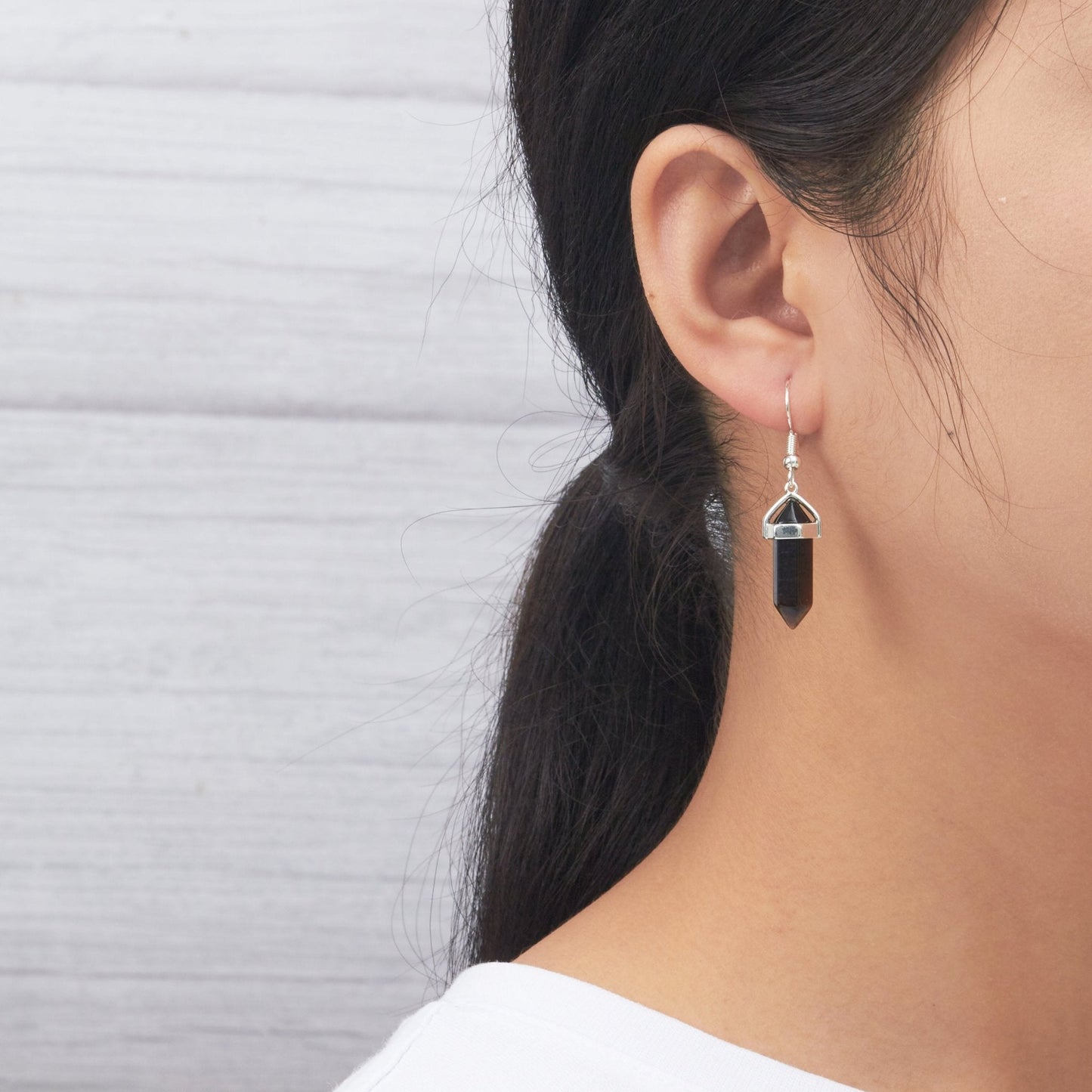 Tiger's Eye Gemstone Drop Earrings with Quote Card