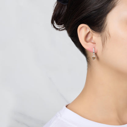 Tigers Eye Gemstone Heart Charm Hoop Earrings with Quote Card