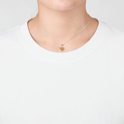 Tigers Eye Gemstone Heart Necklace