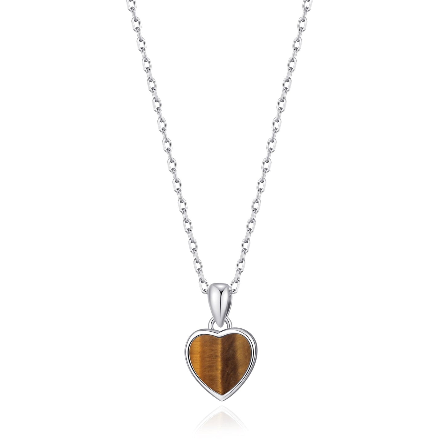 Tigers Eye Gemstone Heart Necklace