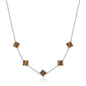 Tigers Eye Gemstone Multi Clover Necklace