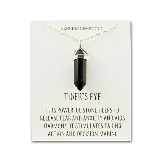 Tiger's Eye Gemstone Necklace with Quote Card