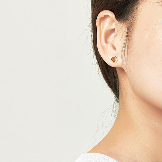 Tiger's Eye Heart Stud Earrings