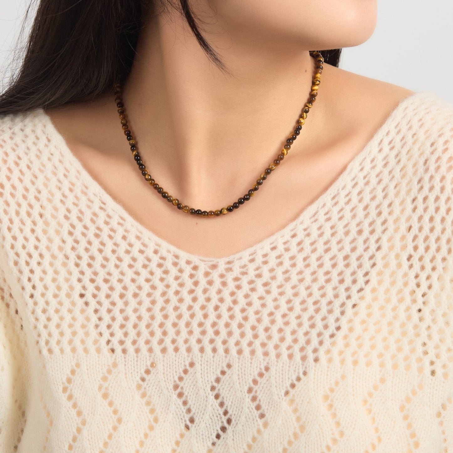 Collier mini perles œil de tigre