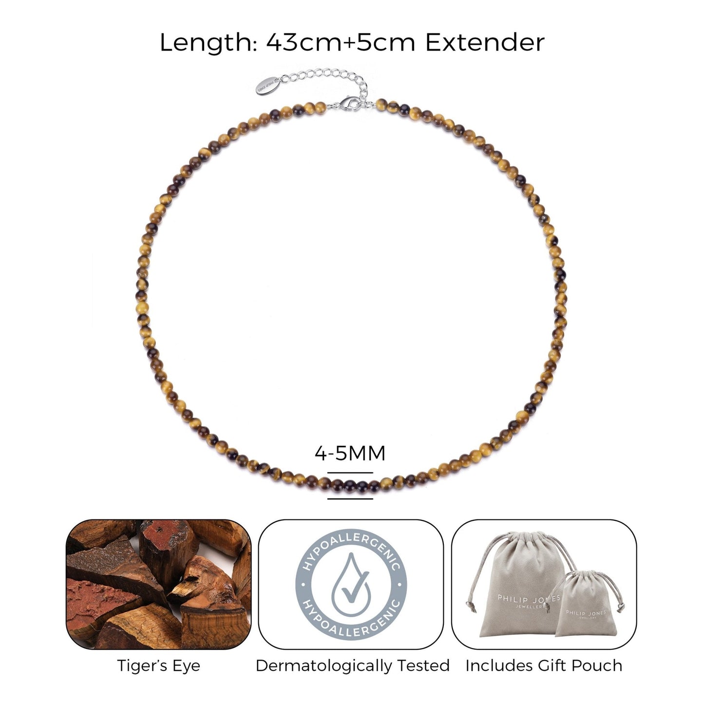 Collier mini perles œil de tigre