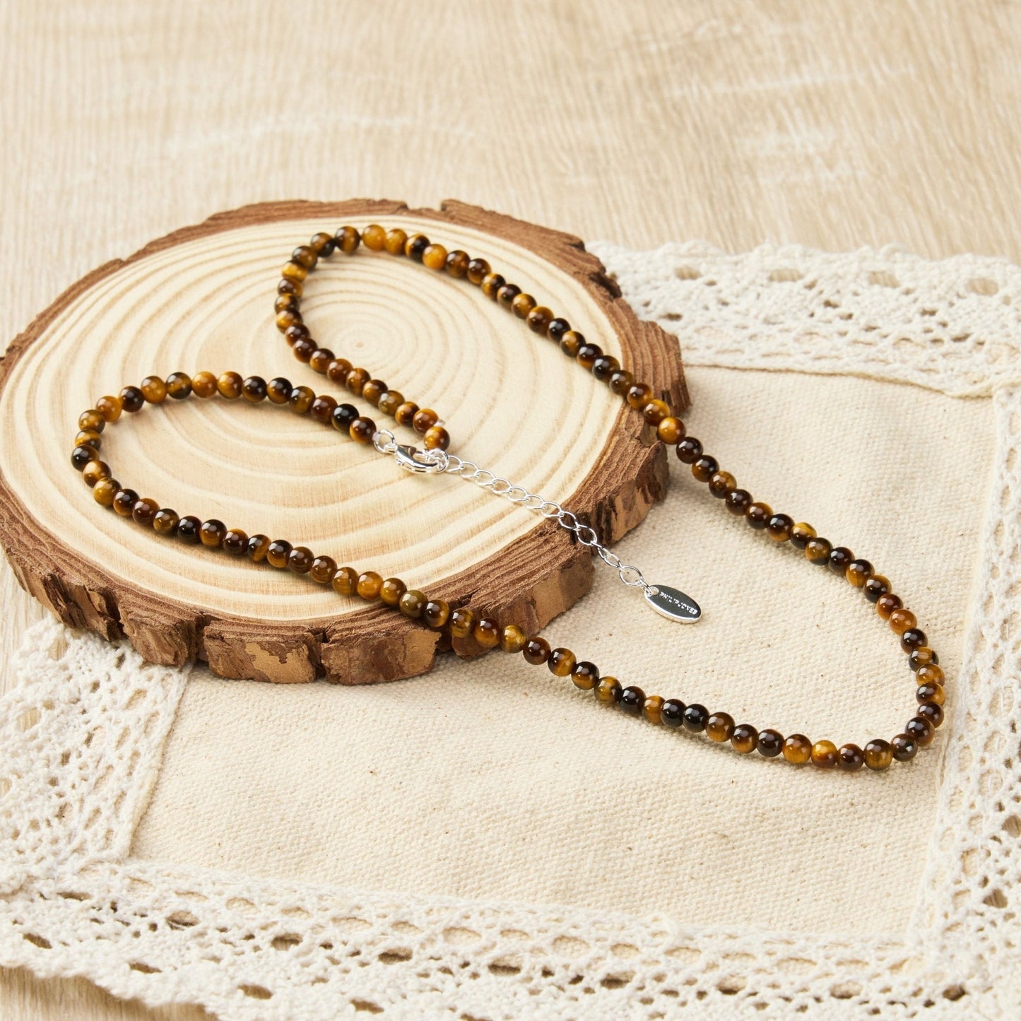 Collier mini perles œil de tigre