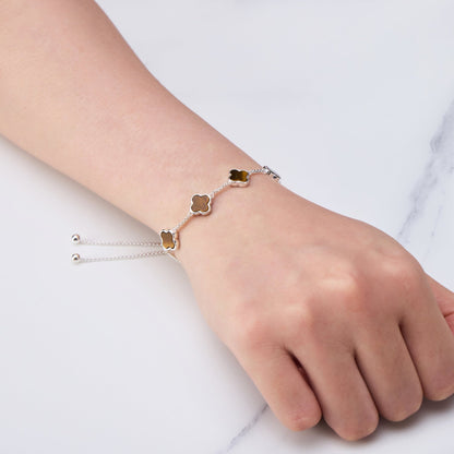 Tigers Eye Multi Clover Friendship Bracelet