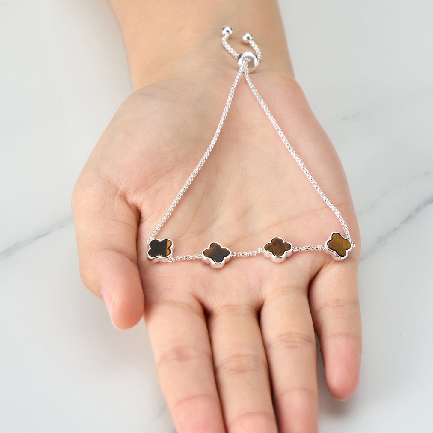 Tigers Eye Multi Clover Friendship Bracelet