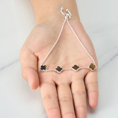 Tigers Eye Multi Clover Friendship Bracelet