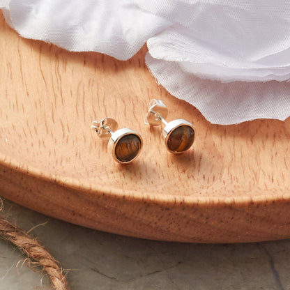 Tigers Eye Stud Earrings