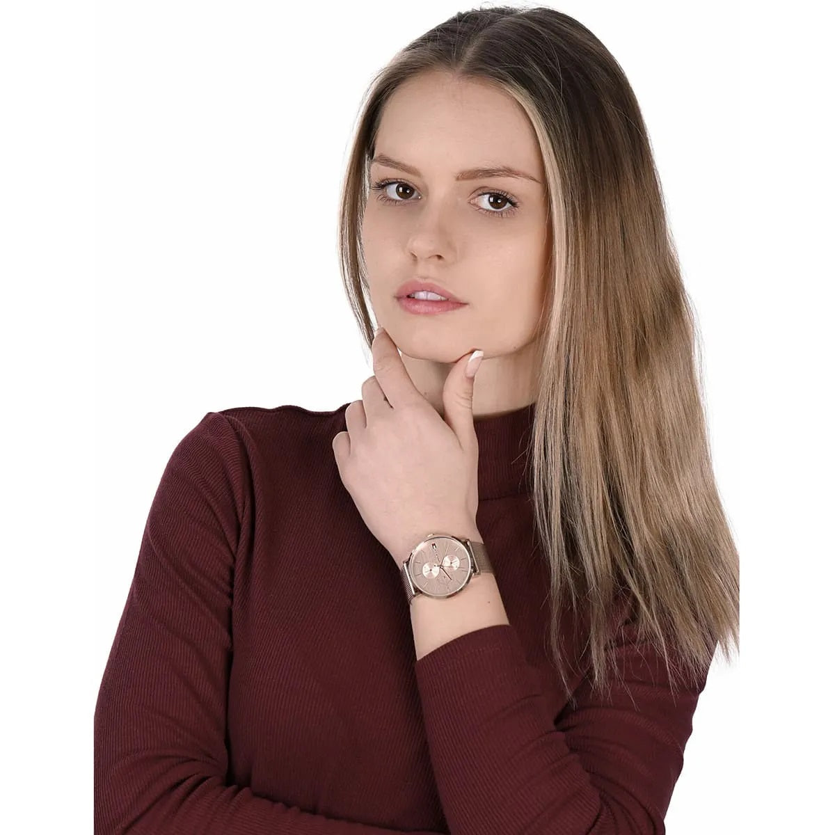 Montre en maille or rose Tommy Hilfiger 1781944 Jenna pour femme