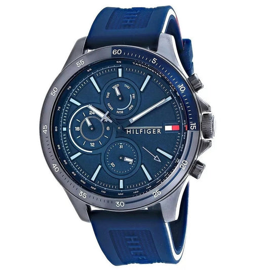 Montre homme Tommy Hilfiger 1791721 Bank en silicone bleu