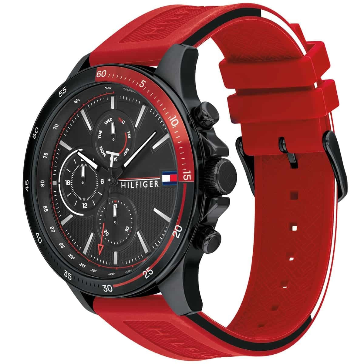 Montre Tommy Hilfiger 1791722 Bank Homme Silicone Rouge