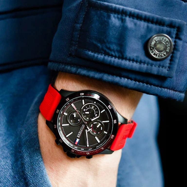 Montre Tommy Hilfiger 1791722 Bank Homme Silicone Rouge