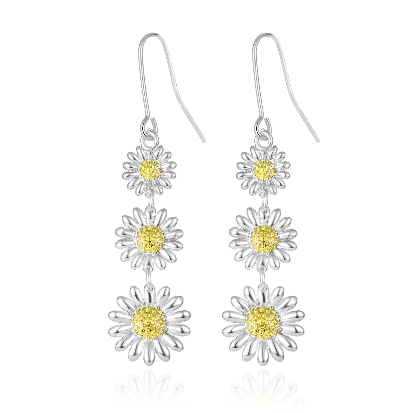 Triple Daisy Drop Earrings