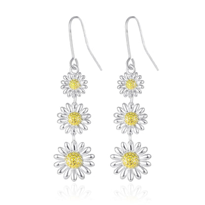 Triple Daisy Drop Earrings