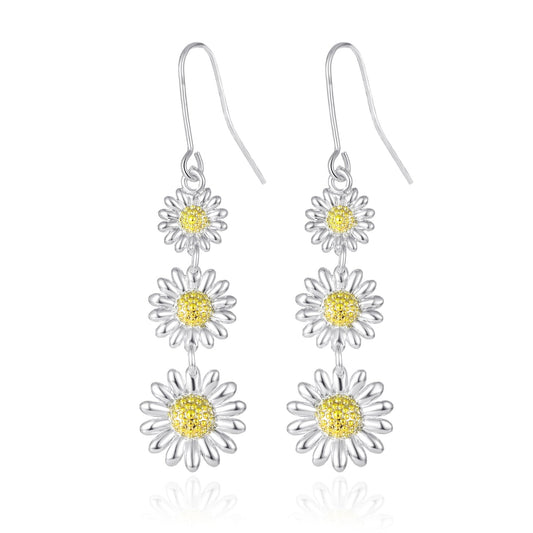 Triple Daisy Drop Earrings