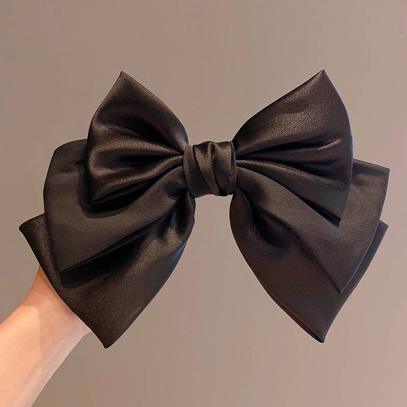 Triple satin bow hair clip