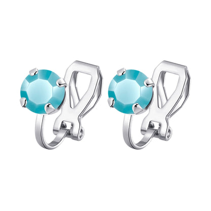 Turquoise Crystal Clip On Earrings Created with Zircondia® Crystals