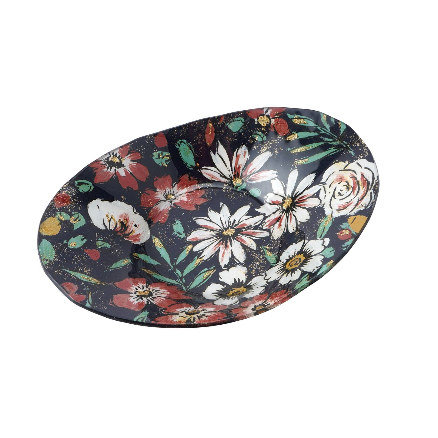 Twilight Bloom Glass Large Oval Bowl In Gift Box