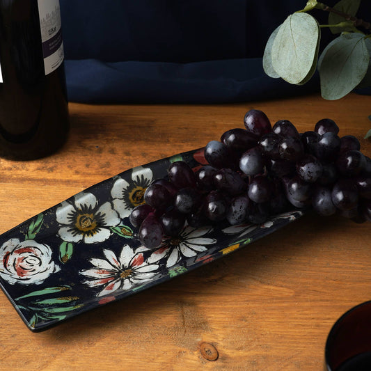 Plat rectangulaire en verre « Twilight Bloom » dans un coffret cadeau