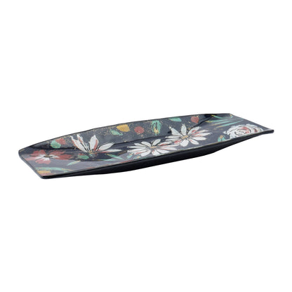 Twilight Bloom Glass Long Rectangular Dish In Gift Box