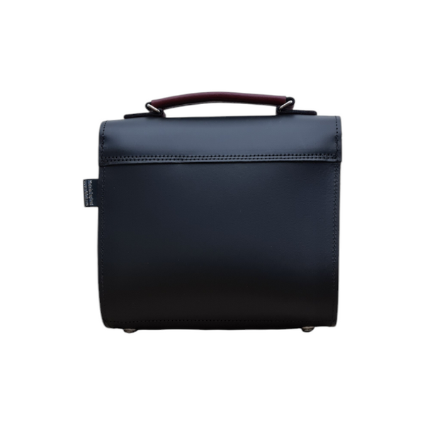 Handmade Leather Two Tone Sugarcube Handbag - Black & Oxblood