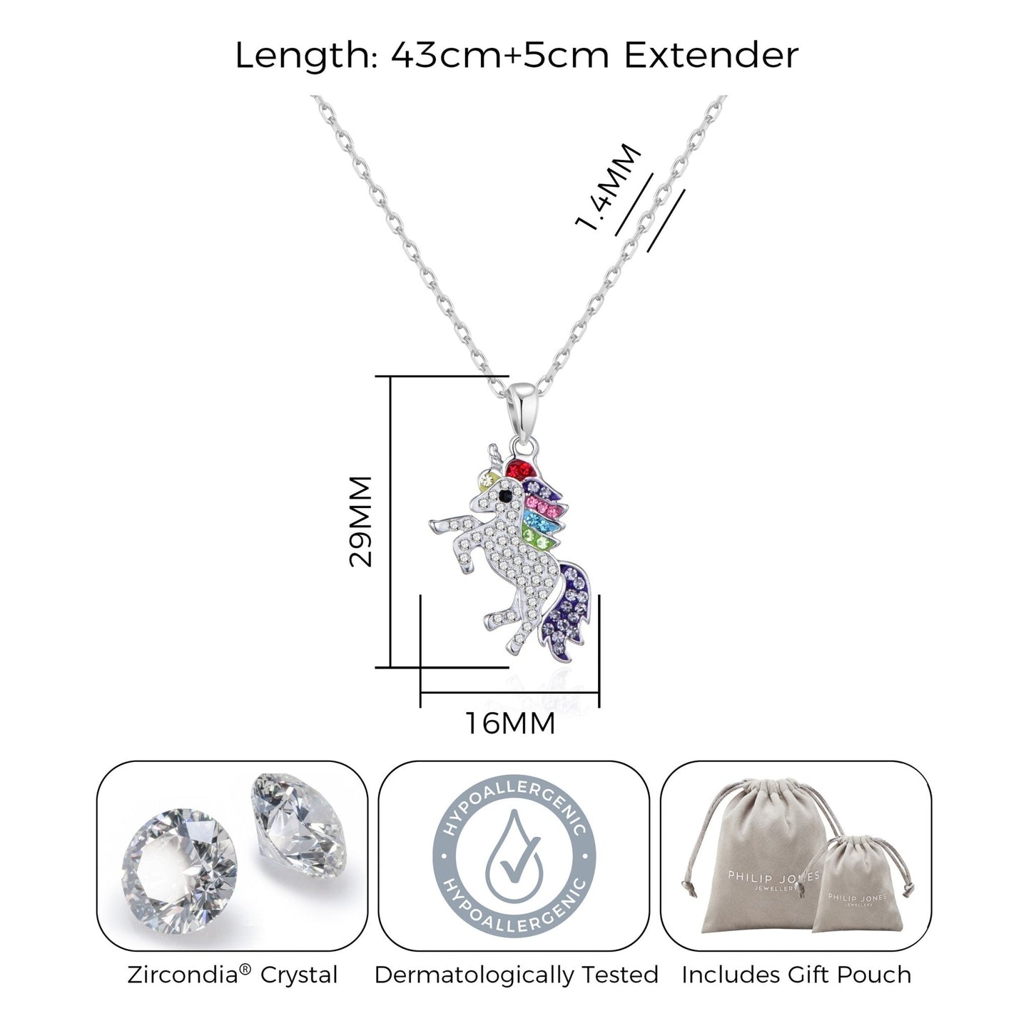 Unicorn Necklace with Zircondia® Crystals